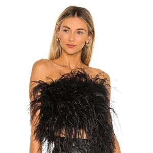 Lamarque authentic ostrich feather top in Medium